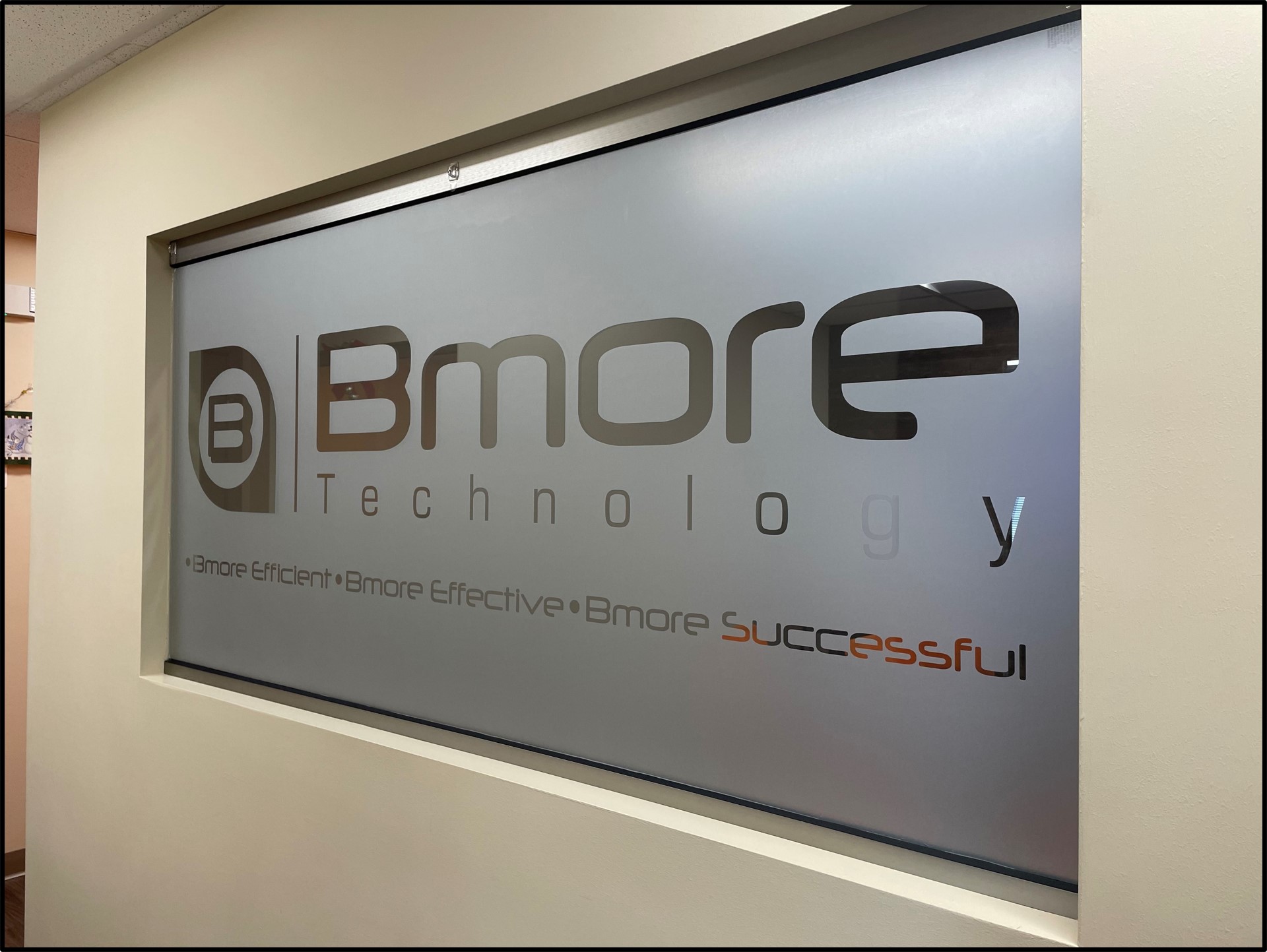 Window Wall Graphics Etched Glass Vinyl White Marsh BMore Technology